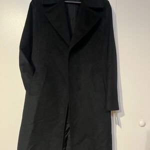 Fleurette Notch Lapel Wool Blend Black Coat